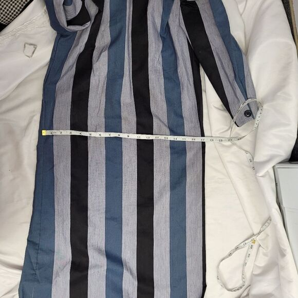 VINTAGE 70s striped puff sleeve button up back shift dress S - Picture 10 of 10